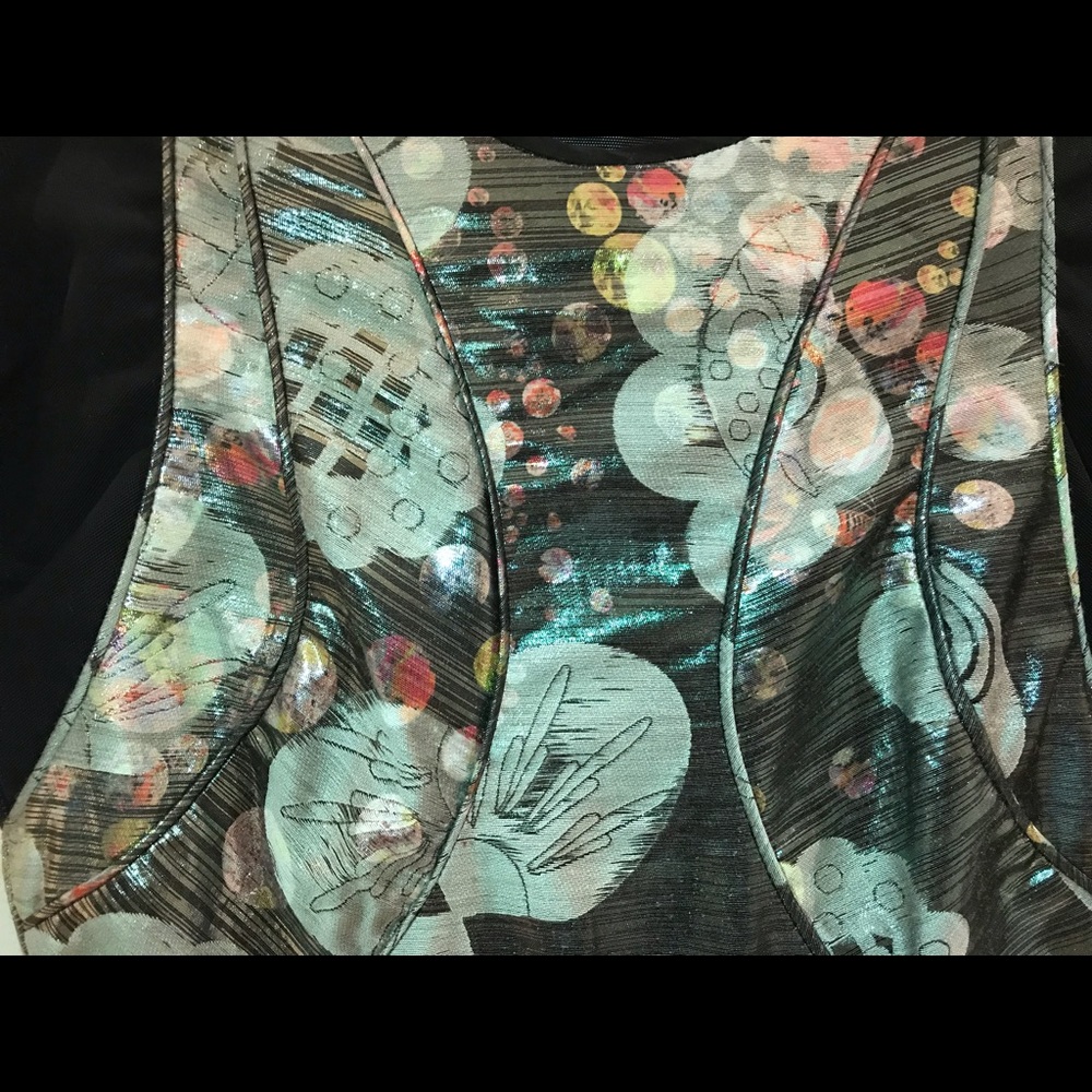 Cynthia Rowley mesh sleeve metallic dress - Picture 3 of 5